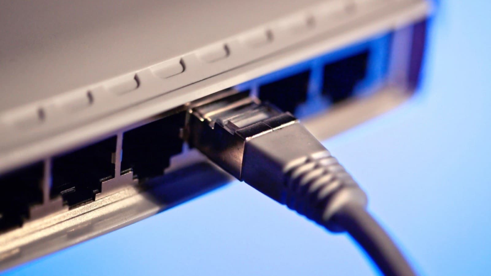 An ethernet cable plugged into a network switch port