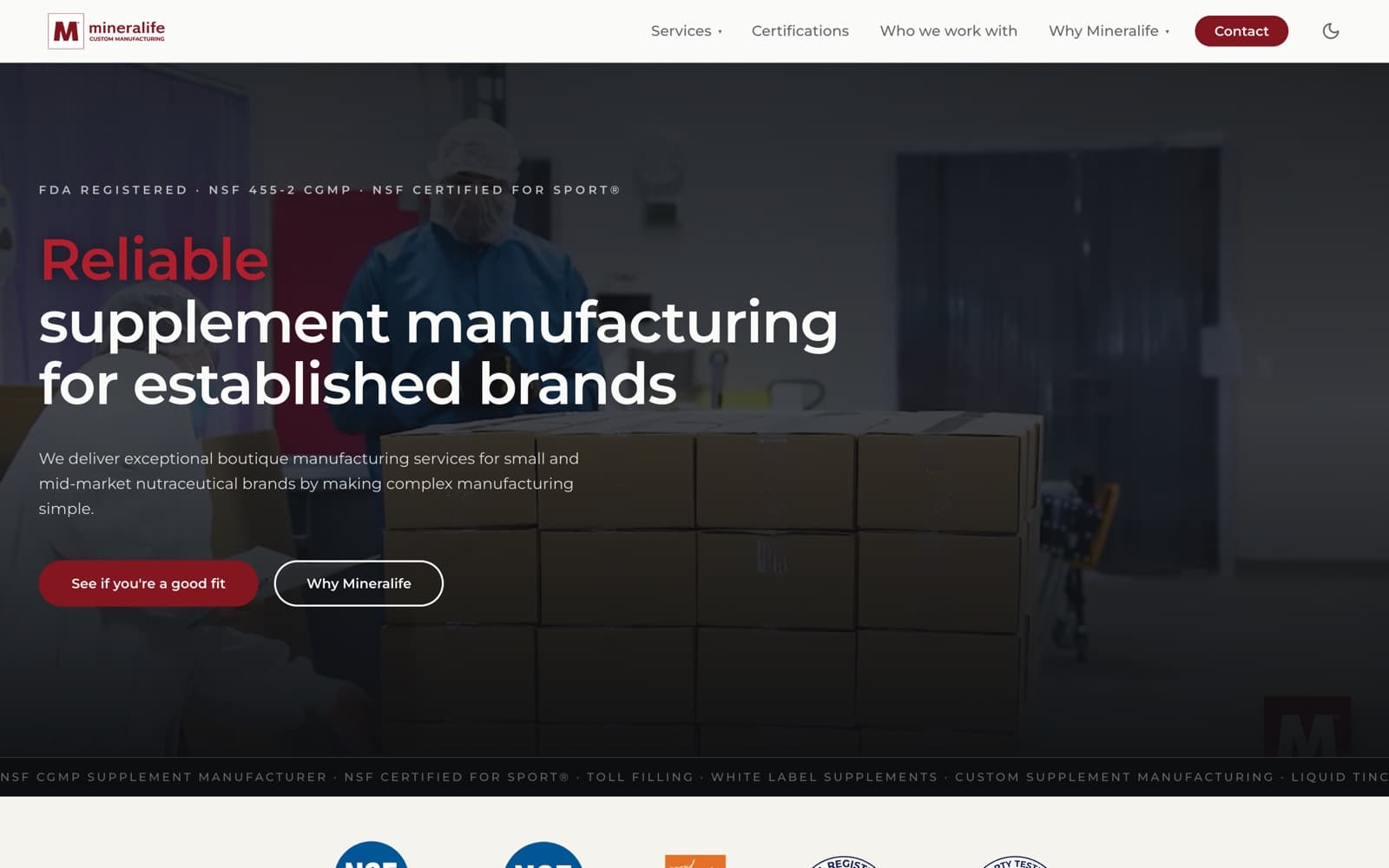 Mineralife B2B website homepage after the headless rebuild
